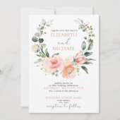 Dusty Pink Blumenreath Summer Wedding Einladung (Vorderseite)