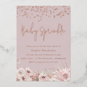 Dusty Pink Blush Baby Sprinkle Dusche Rose Gold Folieneinladung (Vorderseite)