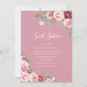 Dusty Pink Blush Blume Sweet 16 laden ein Einladung