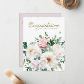 Dusty Pink Blush Rose White Creamy Peony Wedding Mitteilungskarte (Vorderseite/Rückseite Beispiel)