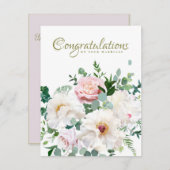 Dusty Pink Blush Rose White Creamy Peony Wedding Mitteilungskarte (Vorne/Hinten)