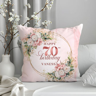 Dusty Pink Bohemian Floral Pillow 70th Birthday  Kissen