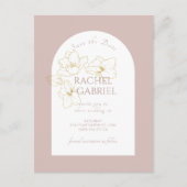 Dusty Pink | Boho Arch Gold Floral Wedding Postkarte (Vorderseite)