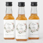 Dusty Pink Boho Blumenfarben Pastel Hochzeit Alkoholflaschenetikett (Flaschen)