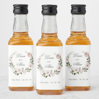 Dusty Pink Boho Blumenfarben Pastel Hochzeit Alkoholflaschenetikett