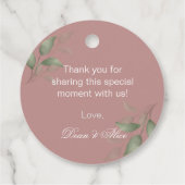 Dusty Pink Boho Blumenfarben Pastel Hochzeit Geschenkanhänger (Rückseite)