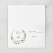 Dusty Pink Boho Blumenfarben Pastel Hochzeit Platzkarte (Außenseite Aufgefaltet)