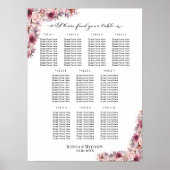 Dusty Pink Boho Floral 10 Tische Hochzeitssitze Poster (Vorne)