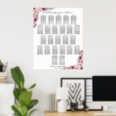 Dusty Pink Boho Floral 24 Tische Hochzeitssitze Poster (Heimbüro)