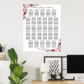 Dusty Pink Boho Floral 28 Tische Hochzeitssitze Poster (Heimbüro)