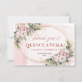 Dusty Pink Boho Floral Eucalyptus Quince Party  Dankeskarte (Vorderseite)