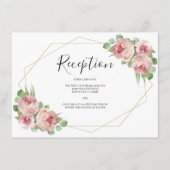 Dusty Pink Boho Floral Geometric Wedding Reception Begleitkarte (Vorderseite)