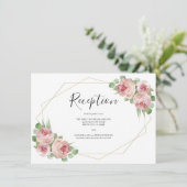 Dusty Pink Boho Floral Geometric Wedding Reception Begleitkarte (Stehend Vorderseite)