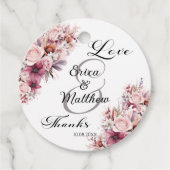 Dusty Pink Boho Floral Modern Script Wedding Geschenkanhänger (Vorderseite)