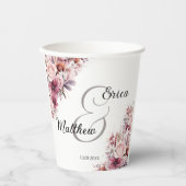 Dusty Pink Boho Floral Modern Script Wedding Pappbecher (Vorderseite)