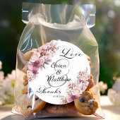 Dusty Pink Boho Floral Modern Script Wedding Runder Aufkleber