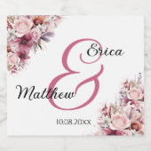 Dusty Pink Boho Floral Modern Script Wedding Schaumweinetikett (Einzelnes Label)