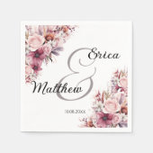 Dusty Pink Boho Floral Modern Script Wedding Serviette (Vorderseite)