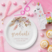 Dusty Pink Boho Floral Pampas Grass Abschluss Pappteller (Party)