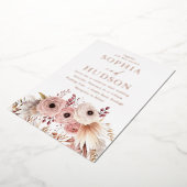 Dusty Pink Boho Floral Pampas Wedding Rose Gold Folieneinladung (Gedreht)