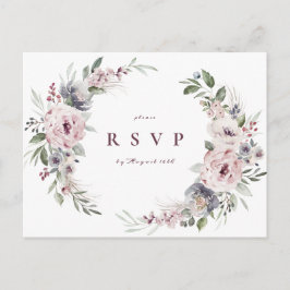 Dusty pink boho floral rustikale Hochzeit RSVP Einladungspostkarte