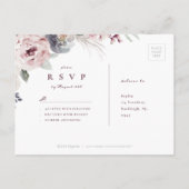 Dusty pink boho floral rustikale Hochzeit RSVP Einladungspostkarte (Rückseite)