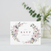 Dusty pink boho floral rustikale Hochzeit RSVP Einladungspostkarte (Stehend Vorderseite)