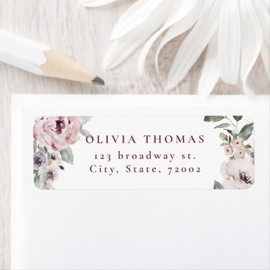 Dusty pink boho floral rustikale Rücksendeadresse (Insitu)