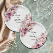 Dusty Pink Boho Floral Wedding Pappteller