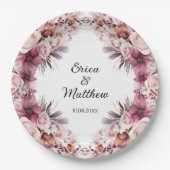 Dusty Pink Boho Floral Wedding Pappteller (Vorderseite)