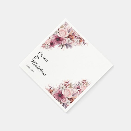 Dusty Pink Boho Floral Wedding Serviette (Ecke)