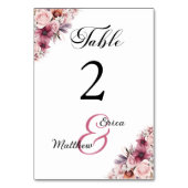 Dusty Pink Boho Floral Wedding Tischnummer (Rückseite)