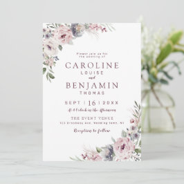 Dusty pink boho florale rustikale Hochzeit Einladung