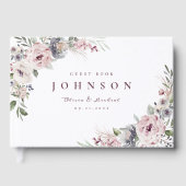 Dusty pink boho florale rustikale Hochzeit Gästebuch (Vorderseite)