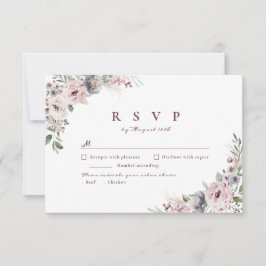 Dusty pink boho florale rustikale Hochzeit RSVP Karte