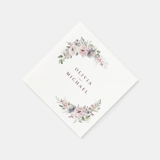 Dusty pink boho florale rustikale Hochzeit Serviette (Ecke)