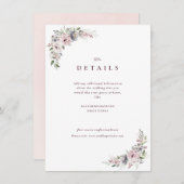 Dusty pink boho florale rustikale Hochzeitsdetails Begleitkarte (Vorne/Hinten)