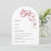 Dusty Pink Boho Flowers White Casual Wedding Einladung (Stehend Vorderseite)