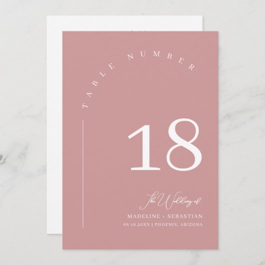 Dusty Pink Boho Hochzeitskartentabelle Tischnummer (Vorne/Hinten)