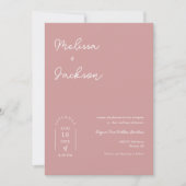 Dusty Pink Boho Minimalistische HochzeitQR-Code-Fo Einladung (Vorderseite)