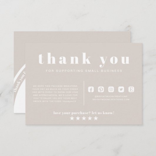 Dusty Pink Boho Vielen Dank für Ihre Bestellung kl Begleitkarte (Vorne/Hinten)