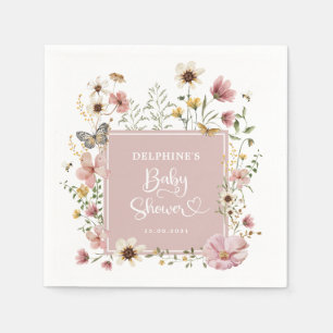 Dusty Pink Boho Wildblume Baby Girl Dusche Serviette