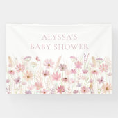 Dusty Pink Boho Wildblumen Babydusche Banner (Horizontal)
