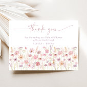 Dusty Pink Boho Wildblumen Babydusche Dankeskarte