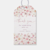 Dusty Pink Boho Wildblumen Babydusche Geschenkanhänger (Vorderseite)