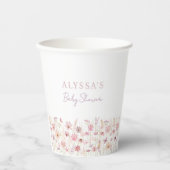 Dusty Pink Boho Wildblumen Babydusche Pappbecher (Vorderseite)