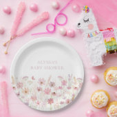 Dusty Pink Boho Wildblumen Babydusche Pappteller (Party)