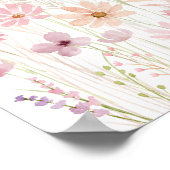 Dusty Pink Boho Wildblumen Kinderdusche Begrüßung Poster (Ecke)