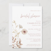 Dusty Pink Botanical Floral Brautparty Einladung (Vorderseite)