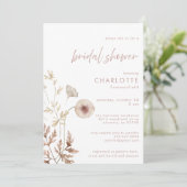 Dusty Pink Botanical Floral Brautparty Einladung (Stehend Vorderseite)